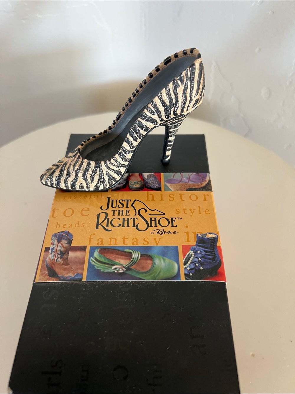 Just The Right Shoe Zebra-Print Stiletto Pump in Black and Cream